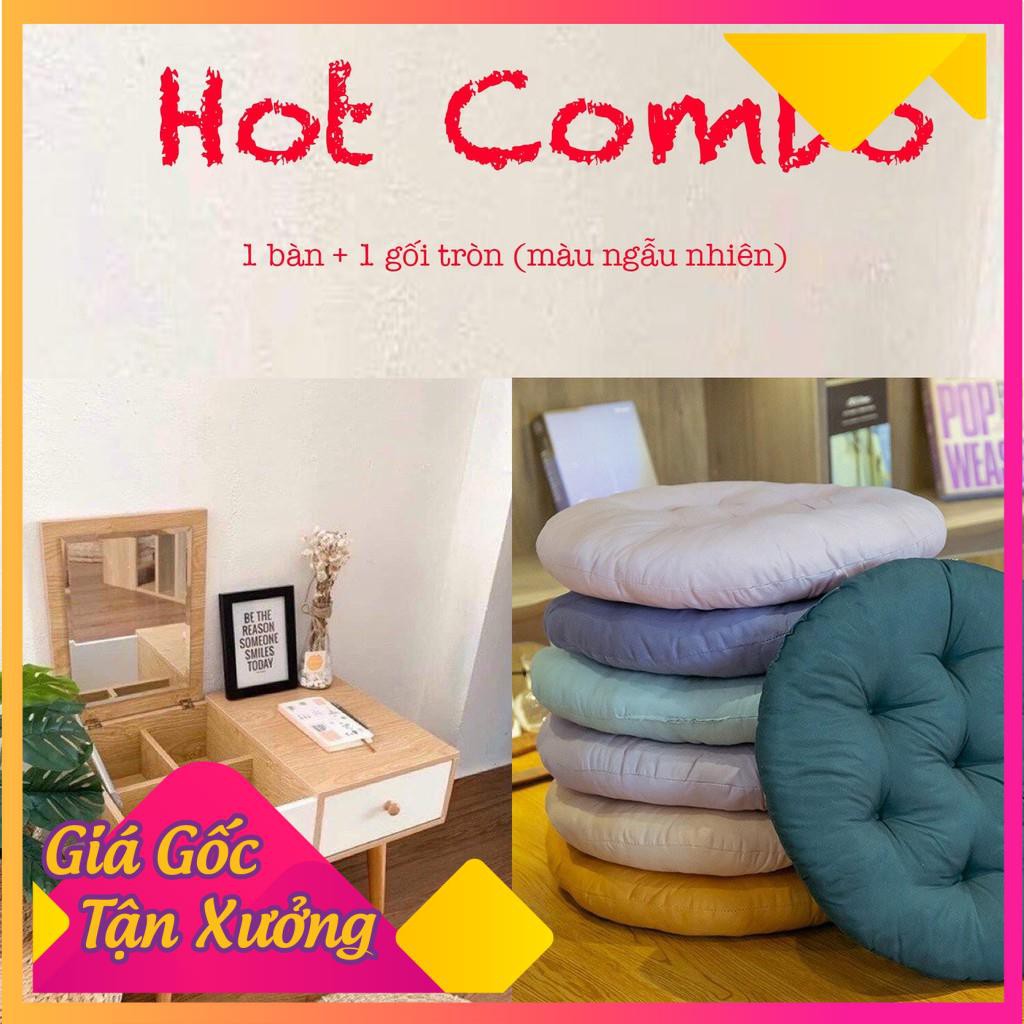 Bàn trang điểm mini nhỏ gọn  bàn trang điểm ngồi bệt kèm gương cao cấp để đầu giường Gỗ MDF ( tặng kèm tua vit )