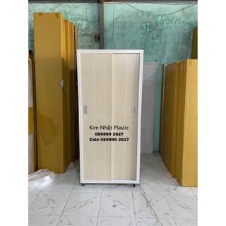 Tủ nhựa Đài Loan 2 cánh cửa lùa sồi FREESHIP chất lượng