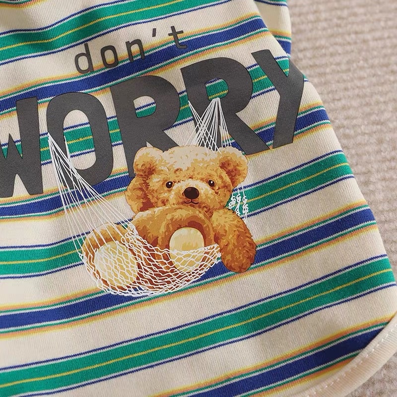 áo gấu &quot; DON'T WORRY &quot; sọc ngang dành cho chó mèo