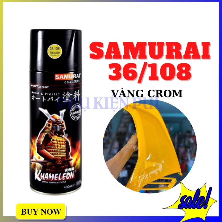 Sơn Xịt Xe Máy Vàng Crom Samurai Chính Hãng 36/108