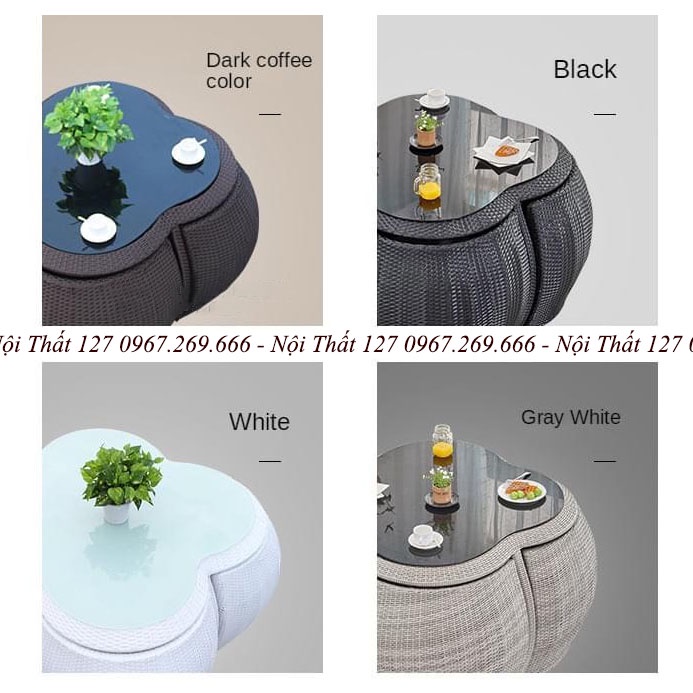 Bộ Bàn Ghế Hoa 4 Cánh Thông Minh Sân Vườn |Ban Công|Phòng Khách Trang Trí Nhà Cửa Đa Năng Tiện Lợi