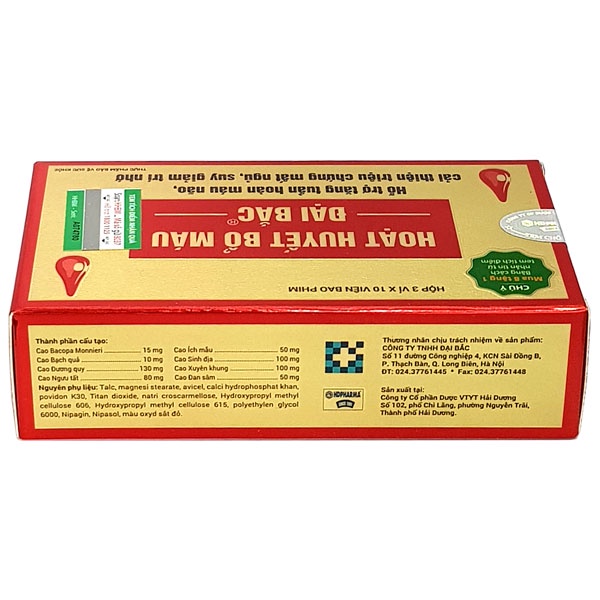 Hoạt huyết bổ máu Đại Bắc – Hỗ trợ giúp hoạt huyết, giảm nguy cơ tai biến, đột quỵ