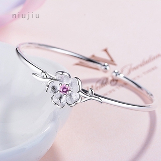 Vòng Đeo Tay Dạng Mở Phối Mặt Hình Hoa Anh Đào/Hoa Anh Đào Xinh Xắn Thời Trang