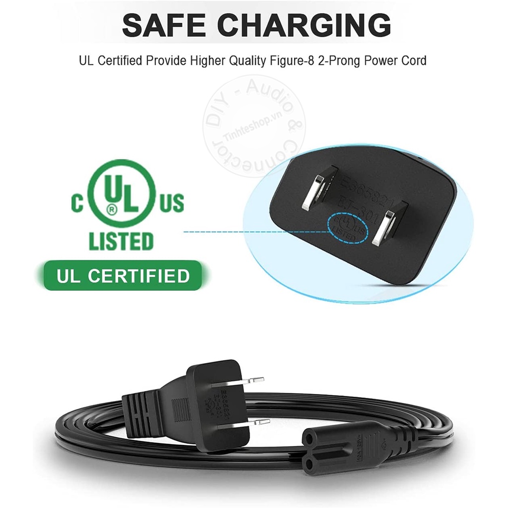Dây nguồn số 8 cho TV PS3 PS4 PS5 Đài cassette Máy in dài 0.5 đến 2 mét