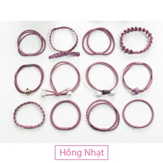 Sét 12 dây buộc tóc chun Hàn Quốc (không hộp)