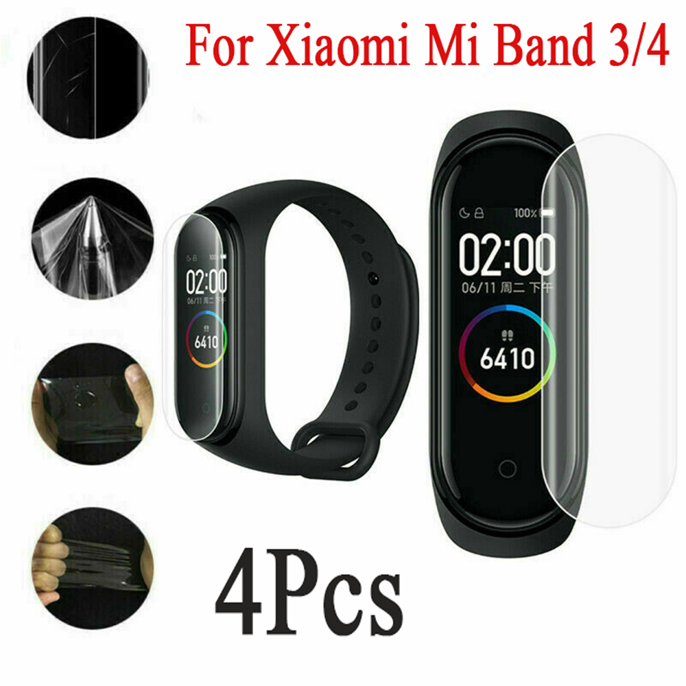 Set 4 Miếng Dán Tpu Bảo Vệ Màn Hình Chống Trầy Cho Đồng Hồ Mi Band 3 / 4