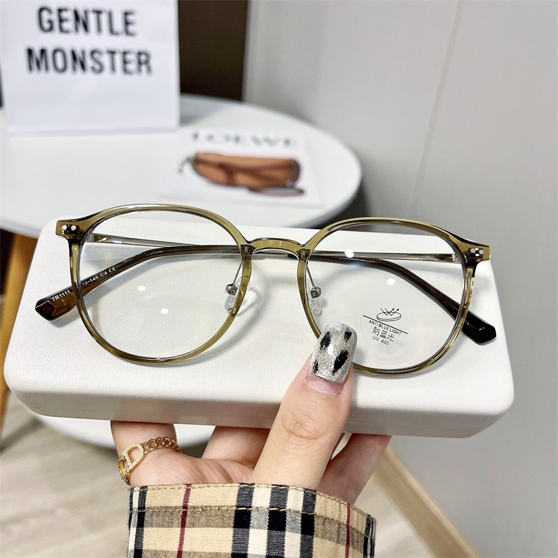 Mắt Kính Gọng Tròn Trong Suốt Chống Ánh Sáng Xanh TR90 Thời Trang Phong Cách Hàn Quốc