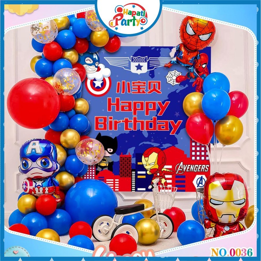 Trang Trí Sinh Nhật Siêu Anh Hùng Cho Bé Trai - Trọn Bộ Có Backdrop ẤN TƯỢNG tại HAPATI 0036