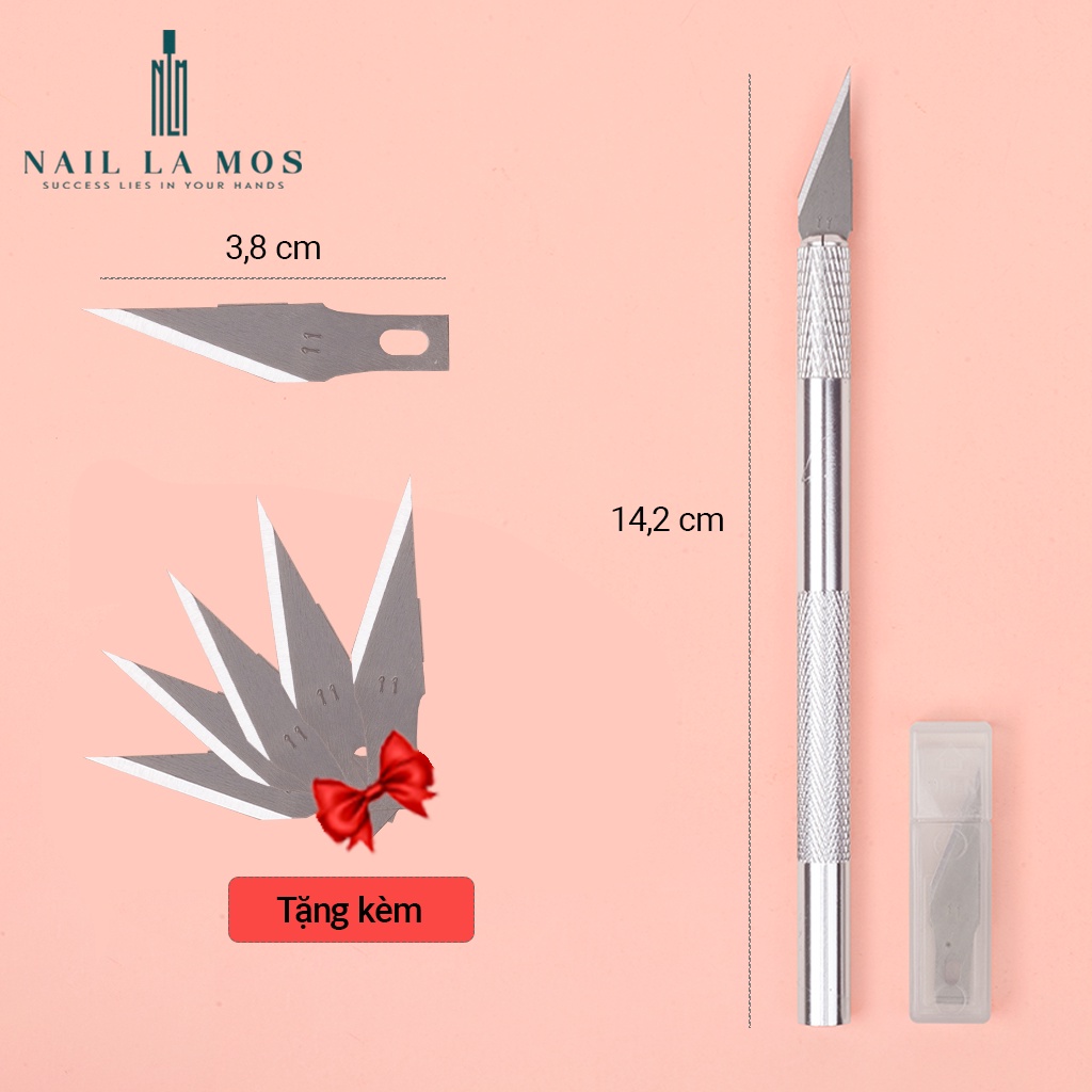 Dao cắt bột nail inox tặng kèm 5 lưỡi dao thay thế
