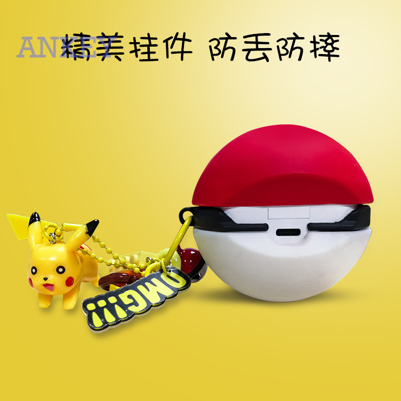 Silicone Cover for Airpods 1 / 2 TWS Pokémon Pikachu Pendant Soft Case for Xiaomi Airdots 2 SE / Samsung Buds Pro / Huawei Freebuds 3 Pro / Earbuds X1 / Oneplus Buds / Mi True Wireless Earphones 2 Basic Cover Bluetooth Earphone Box Protective Accessories