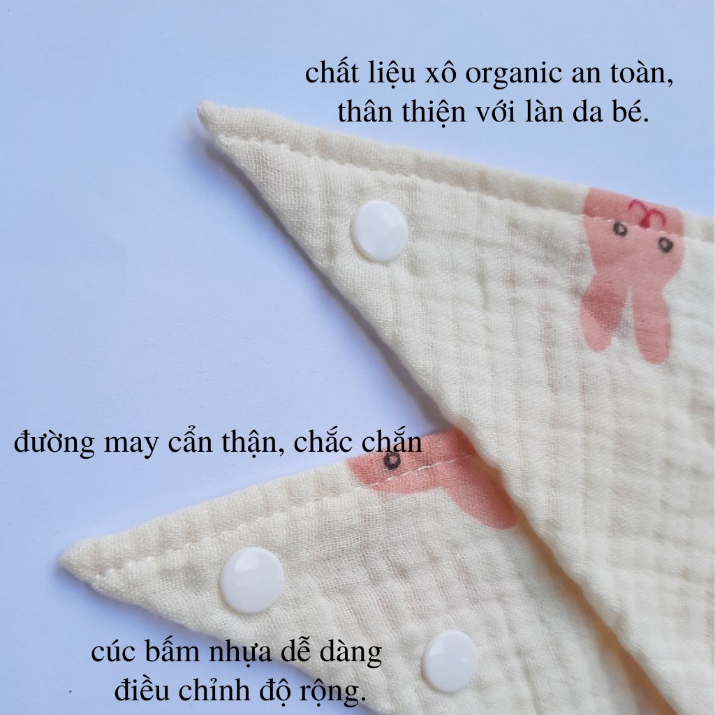 Yếm quàng cổ, Yếm tam giác vải xô Muslin cao cấp.