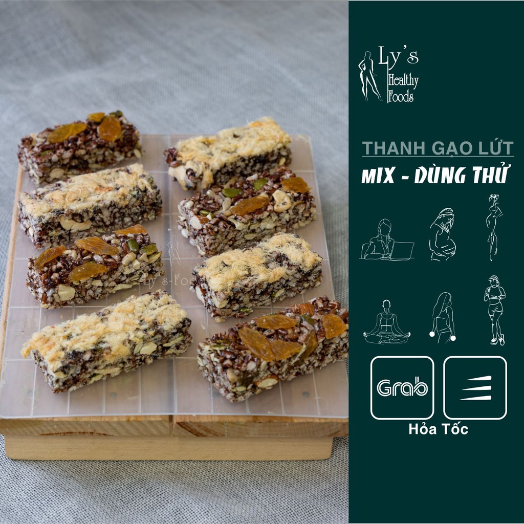 THANH GẠO LỨT ĂN KIÊNG - THANH HẠT NGŨ CỐC DINH DƯỠNG ĂN KIÊNG - LYS FOOD - dùng thử (2 thanh)