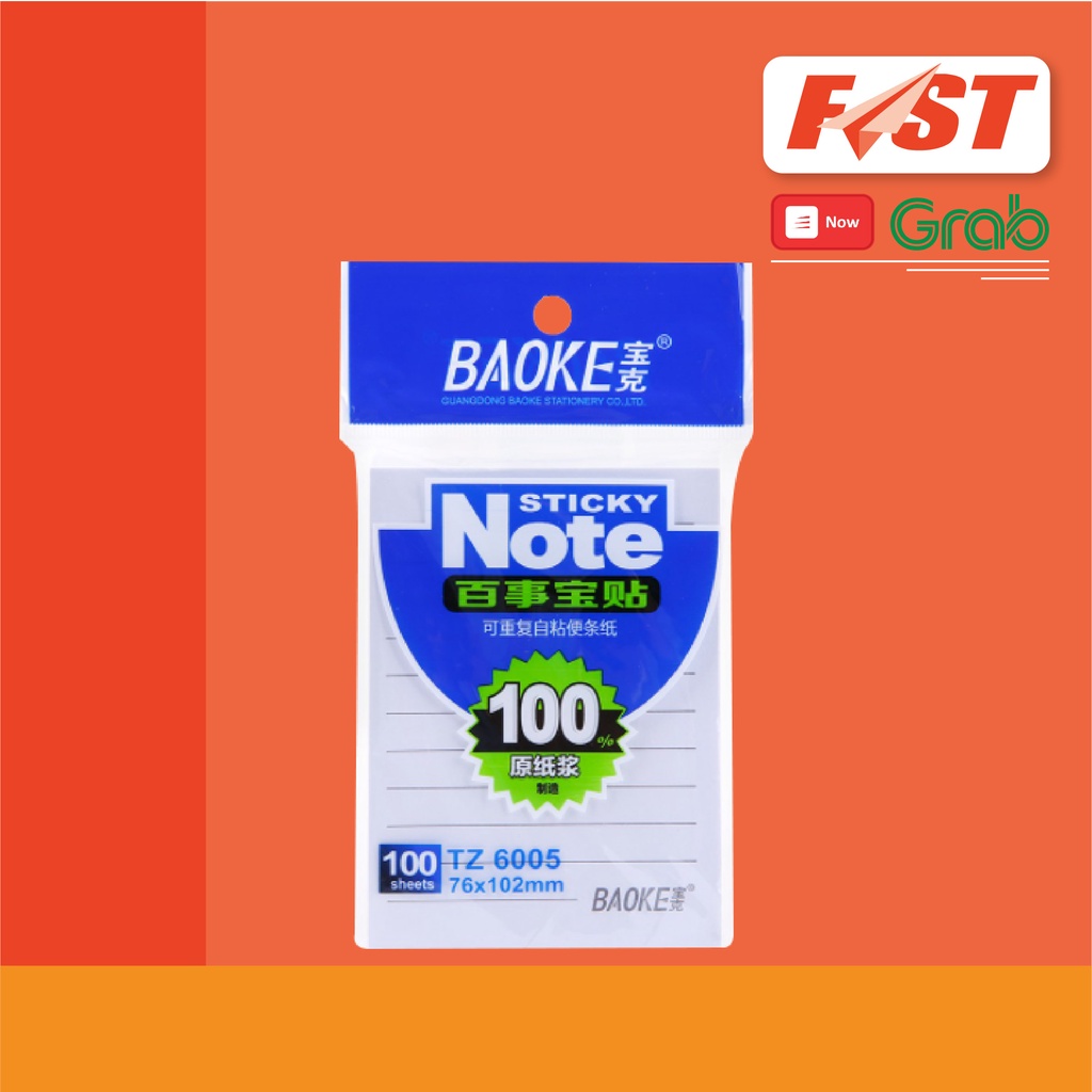 Sticky Note Màu Pastel Có Dòng Kẻ - 100 tờ Baoke