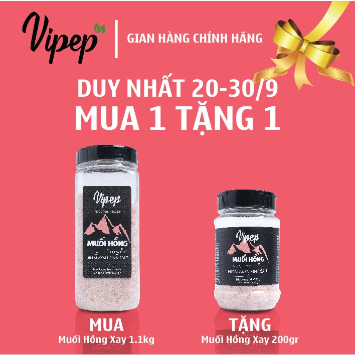 Muối hồng Himalaya Vipep xay nhuyễn nhiều khoáng chất dinh dưỡng(có muối hồng nguyên hạt 100%) hũ lớn 1.1kg tiết kiệm