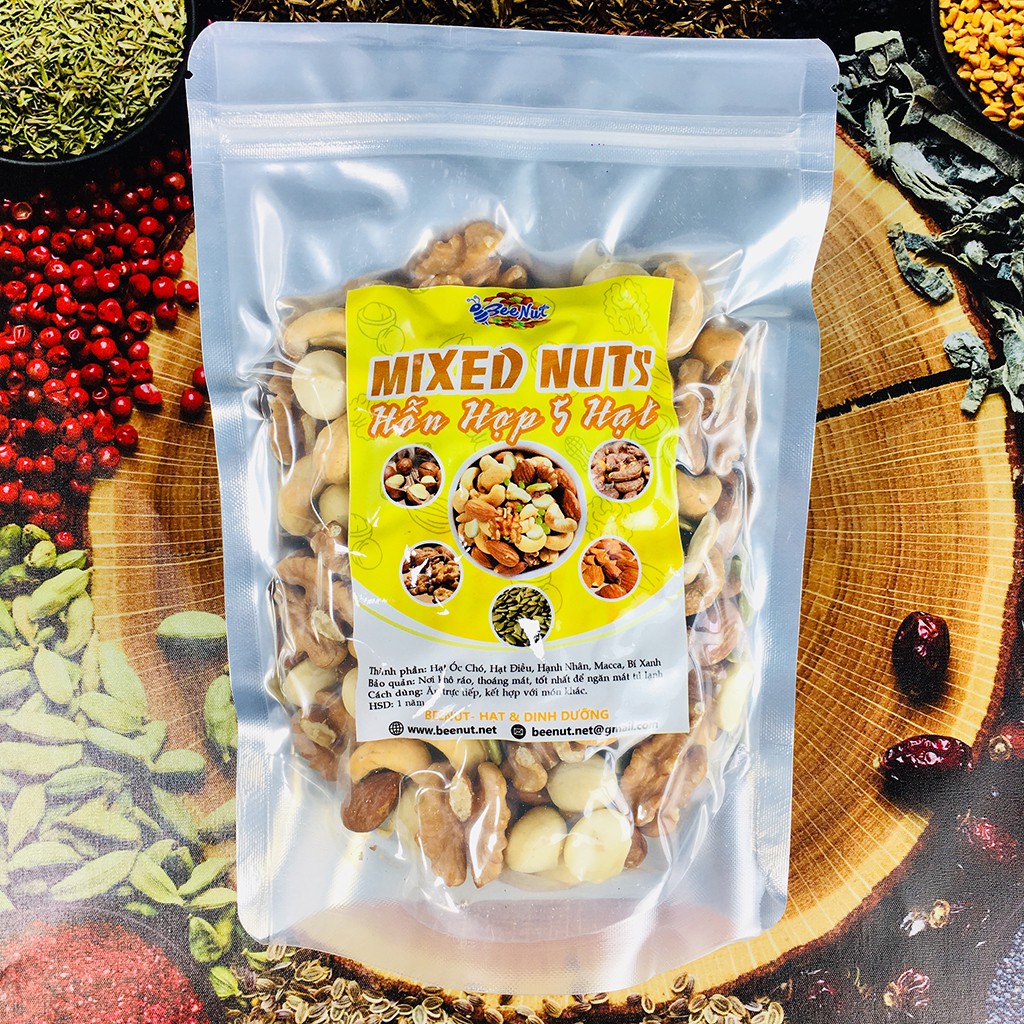 (500g) Mixed Nut 5 Loại Hạt Dinh Dưỡng - Hỗn Hợp Hạt (Macca, Hạnh Nhân, Óc Chó, Hạt Điều, Hạt Bí Xanh) - BeeNut | BigBuy360 - bigbuy360.vn