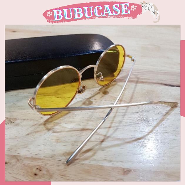 Kính tròn - kính thầy bói vàng gọng kim loại cao