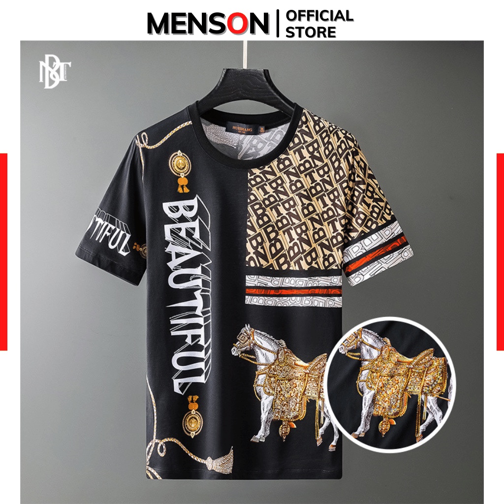 Áo Thun Nam Siêu Cấp Đính Đá In Hình 3D Hàng Hiệu, Áo Phông Nam Chất Mát 100% Cotton Chuẩn form MM01
