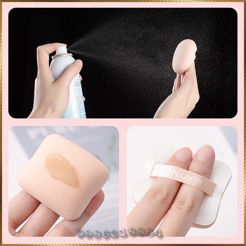 Bộ 3 mút trang điểm Nicor Powder Puff Set sử dụng tán kem nền cushion siêu mịn NY8851