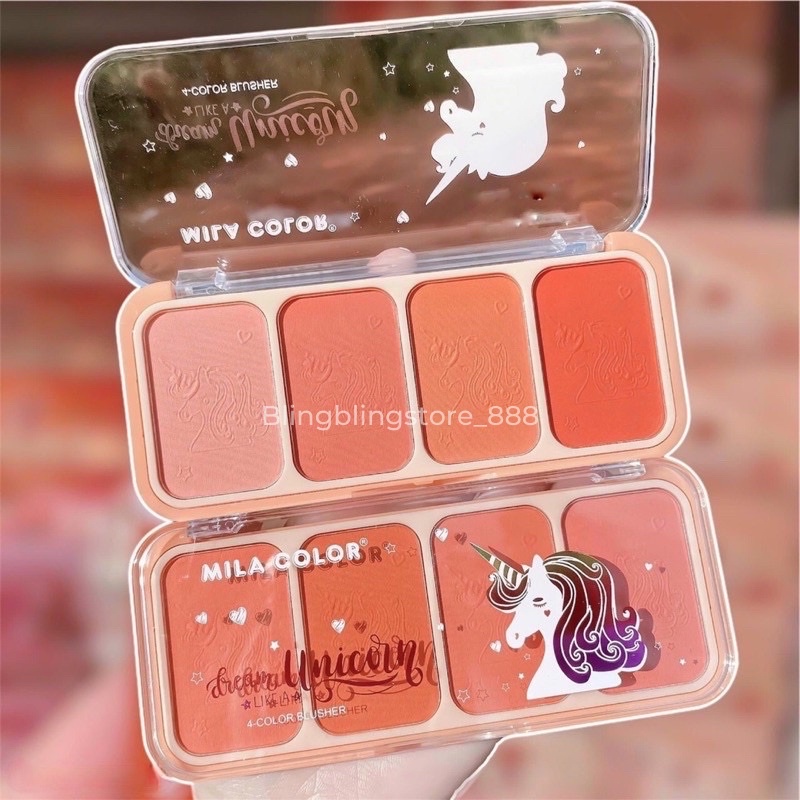 Bảng Phấn Má Phấn Mắt 4 Ô Trang Điểm Makeup Cá Nhân Unicorn - Mila Color | BigBuy360 - bigbuy360.vn