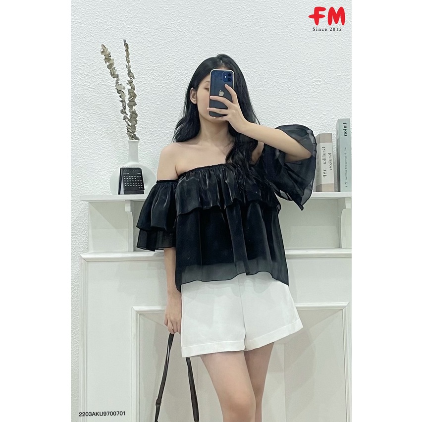 Áo voan trễ vai xếp tầng Tiều Thư | Áo trễ vai tay bồng candy top hottrend đẹp | Fmstyle Shop 220307046