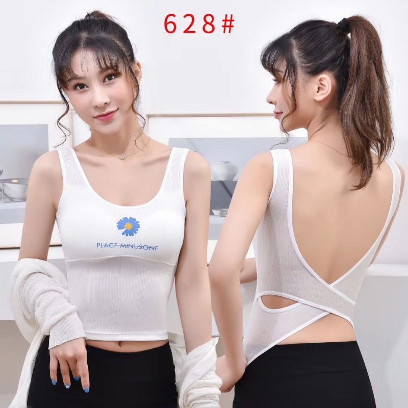 Áo bra tập Gym, Yoga in hoa cúc lưng khoét mẫu mới siêu hót mã LM BR628