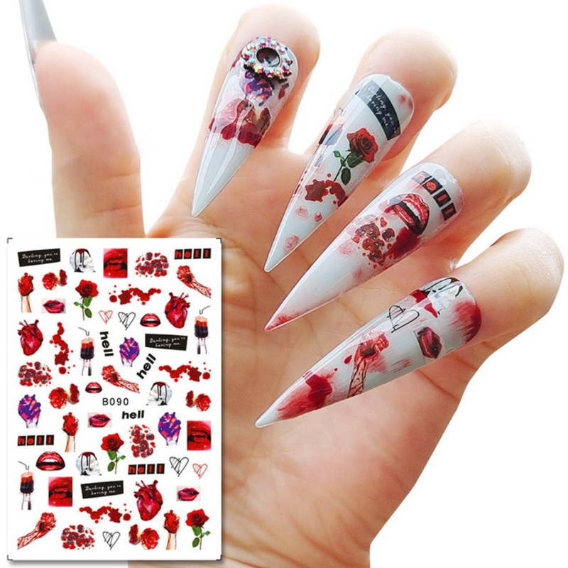 Sticker Dán Móng Nghệ Thuật Họa Tiết Halloween Kinh Dị