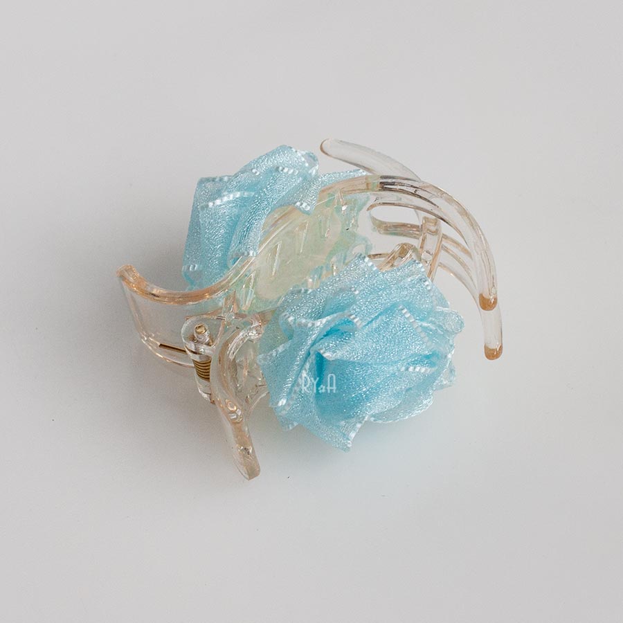 Kẹp tóc càng cua 3 răng hoa hồng voan RYA 71442