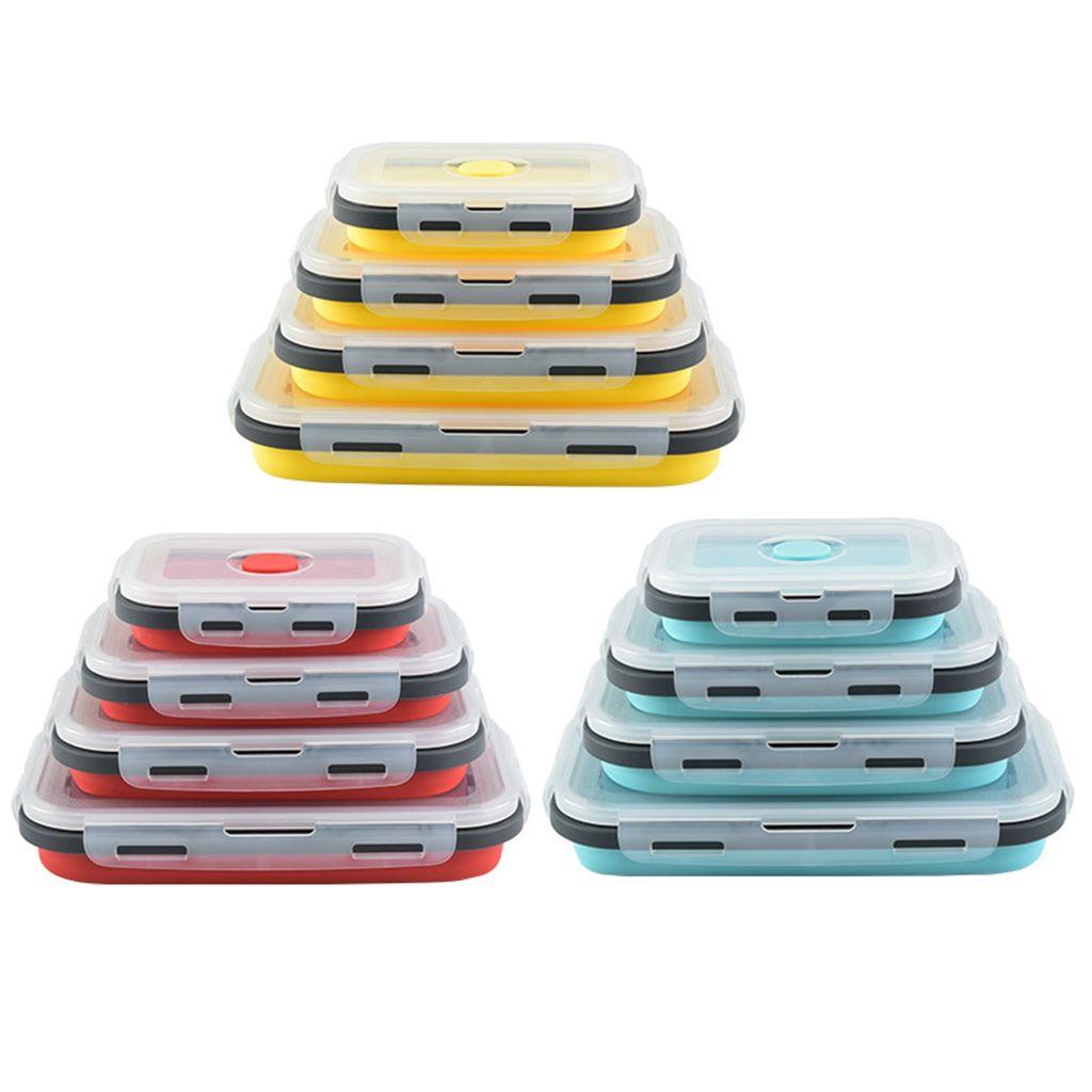 Hộp Đựng Cơm Trưa Bằng Silicone Chống Rò Rỉ An Toàn Có Nắp Đậy Dùng Được Trong Lò Vi Sóng