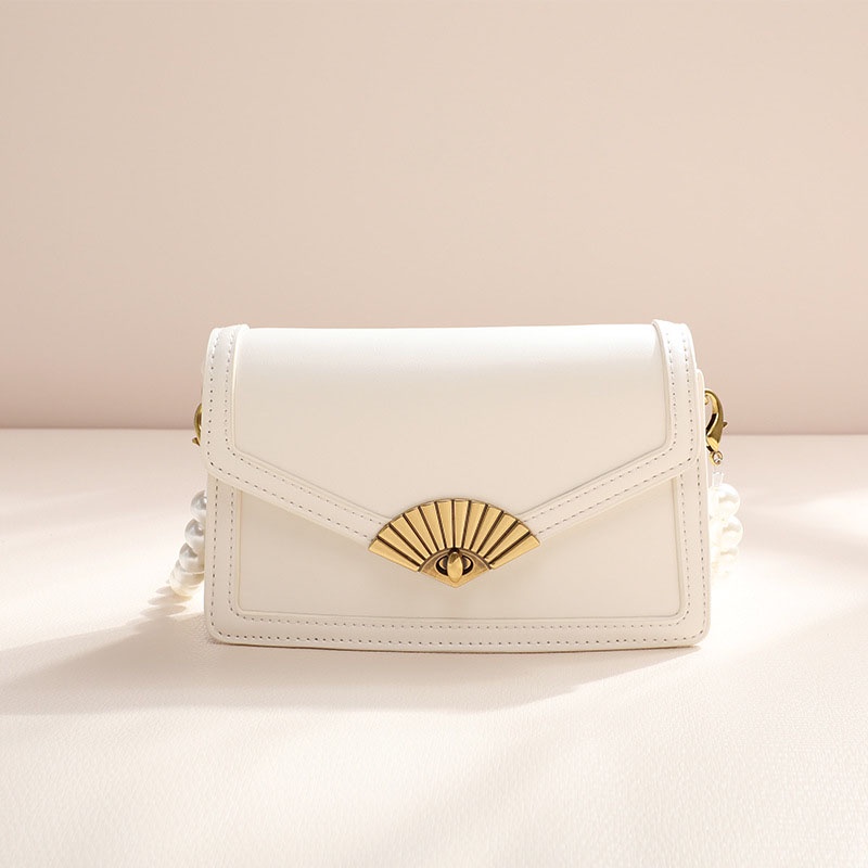 Túi Xách Đeo Vai Hình Vuông Cỡ Nhỏ Đính Ngọc Trai Phối Dây Đeo Sợi Xích Thời Trang Cho Nữ