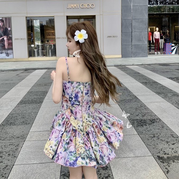Đầm Hai Dây In Họa Tiết Hoa Xinh Xắn Dành Cho Nữ | BigBuy360 - bigbuy360.vn