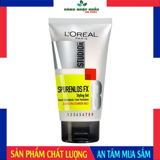 Keo vuốt tóc nam cứng L'oreal Studio Spurenlos Fx số 8, gel vuốt tóc nam tạo kiểu, 150ml