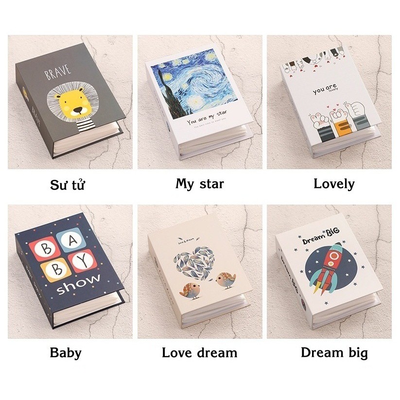 Album ảnh 6x9 chứa 200 ảnh mini instax, lomo card bìa giấy cứng nhiều mẫu bìa mới siêu cute binder đựng cardTú Vy