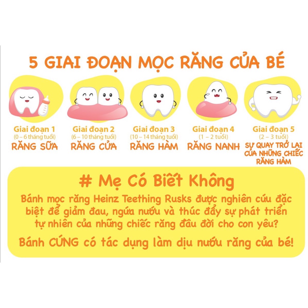 Bánh gặm HEINZ 100g cho bé từ 6 đến 36 tháng tuổi giai đoạn mọc răng
