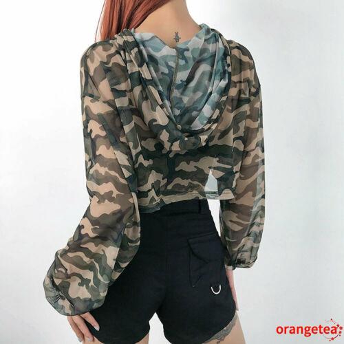 Áo thun tay dài hoạ tiết camo thời trang cho nữ