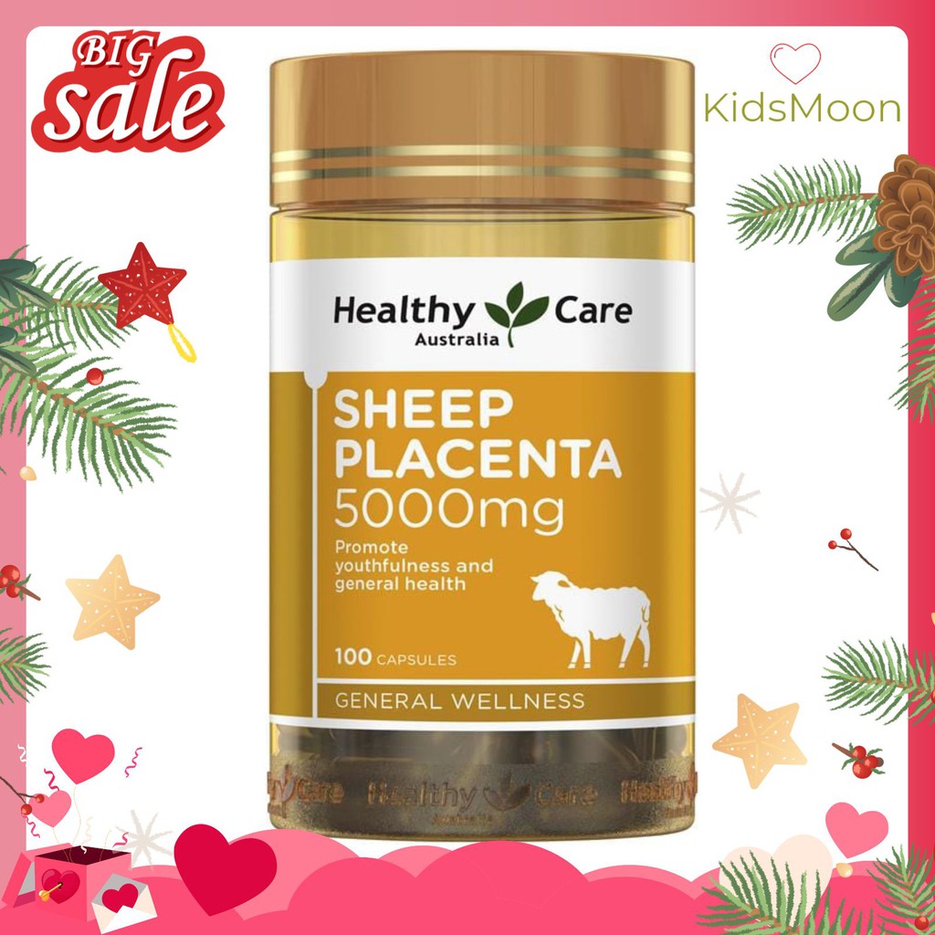 Viên uống nhau thai cừu Healthy Care Sheep Placenta 5000mg 100 - Hàng Úc mẫu mới đủ bill