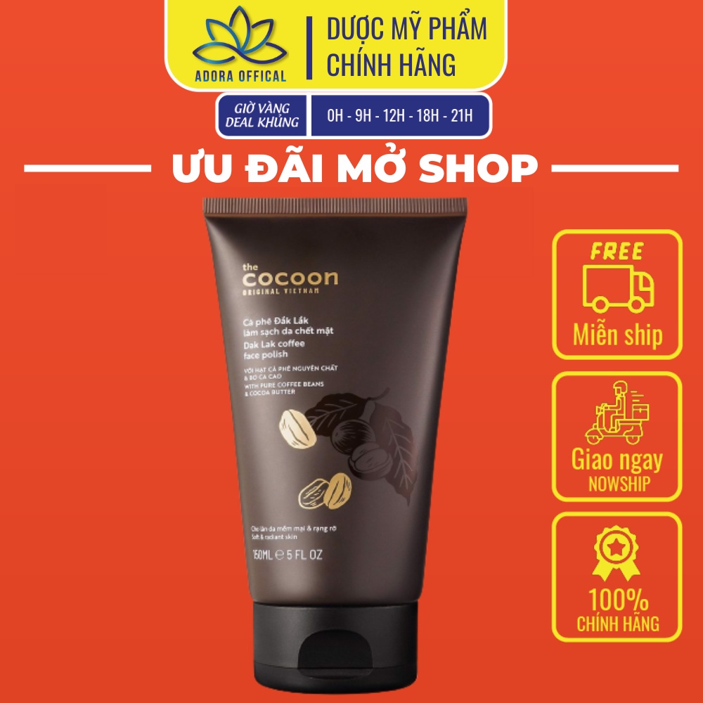 Tẩy da chết mặt chiết xuất cà phê Đắk Lắk Cocoon ( 150mL )