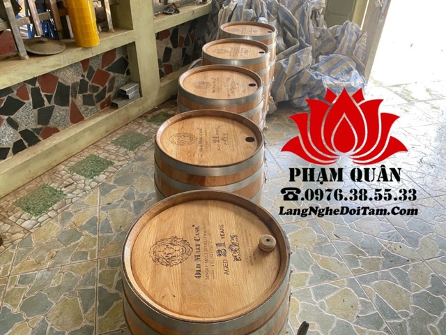 Thùng ngâm ủ rượu gỗ sồi Đỏ dáng đứng 50 lít