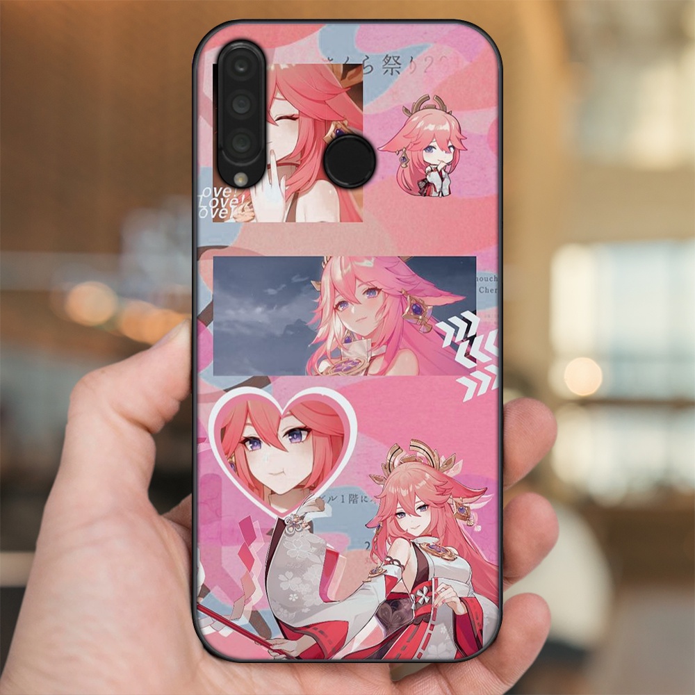 Ốp lưng Huawei P30 Lite, Nova 4e viền đen in hình Yae Miko Genshin Impact