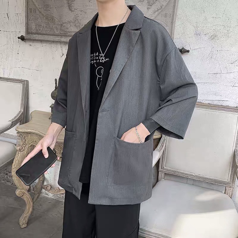 [Có sẵn] Áo blazer nam tay lỡ hè thu phong cách Hàn Quốc-BZ05 | BigBuy360 - bigbuy360.vn