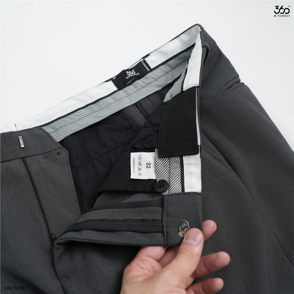 Quần âu nam cạp cao dáng slimfit thương hiệu 360 Boutique chất liệu tuýt sy cao cấp có chun chỉnh cạp - QACTK306
