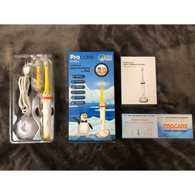 CHÍNH HÃNG  BÀN CHẢI ĐIỆN CHO TRẺ EM KHB03 -Bàn chải đánh răng điện cho bé đầu rung có đế sạc không dây