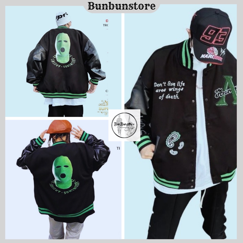 Áo Khoác Bomber Chữ A, Áo Bomber Nỉ Phối Tay DA unisex Hàng Cao Cấp 2022