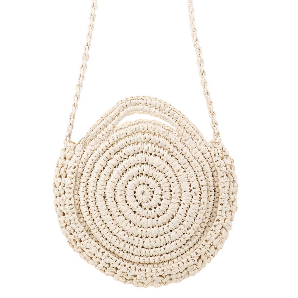 Túi Xách Đan Lát Hình Tròn Phong Cách Retro