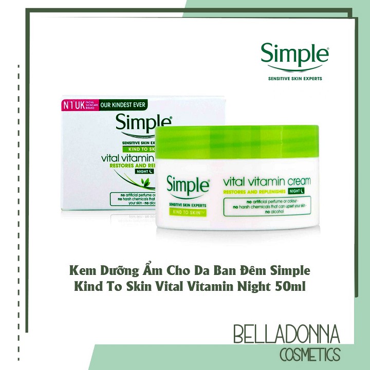 [Chuẩn Auth] Kem dưỡng ẩm Cho Da Ban Đêm Simple Kind To Skin Vital Vitamin Night 50ml