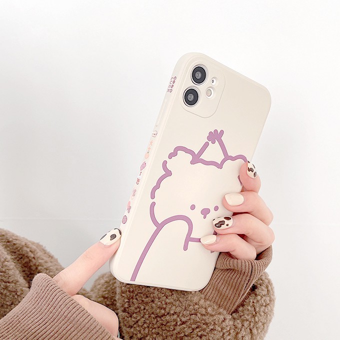Ốp lưng iphone Gấu sinh nhật cạnh vuông in hình 6/6plus/6s/6splus/7/7plus/8/8plus/x/xs/11/12/pro/max/plus/promax/mini | BigBuy360 - bigbuy360.vn
