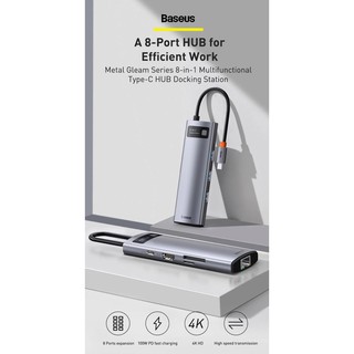 Bộ chuyển Hub type C 8 in 1 Baseus gleam series