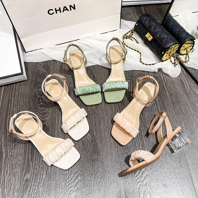 Giày sandal cao gót nữ quai nhún đế vuông 3 phân phong cách tiểu thư 2023 THÚY GIÀY VINA STORE, giày nữ đi học- S15