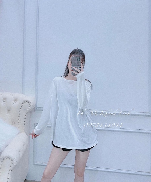 Áo pull giấy dáng thụng kiểu ngọc đan lưng sexy (mỏng)