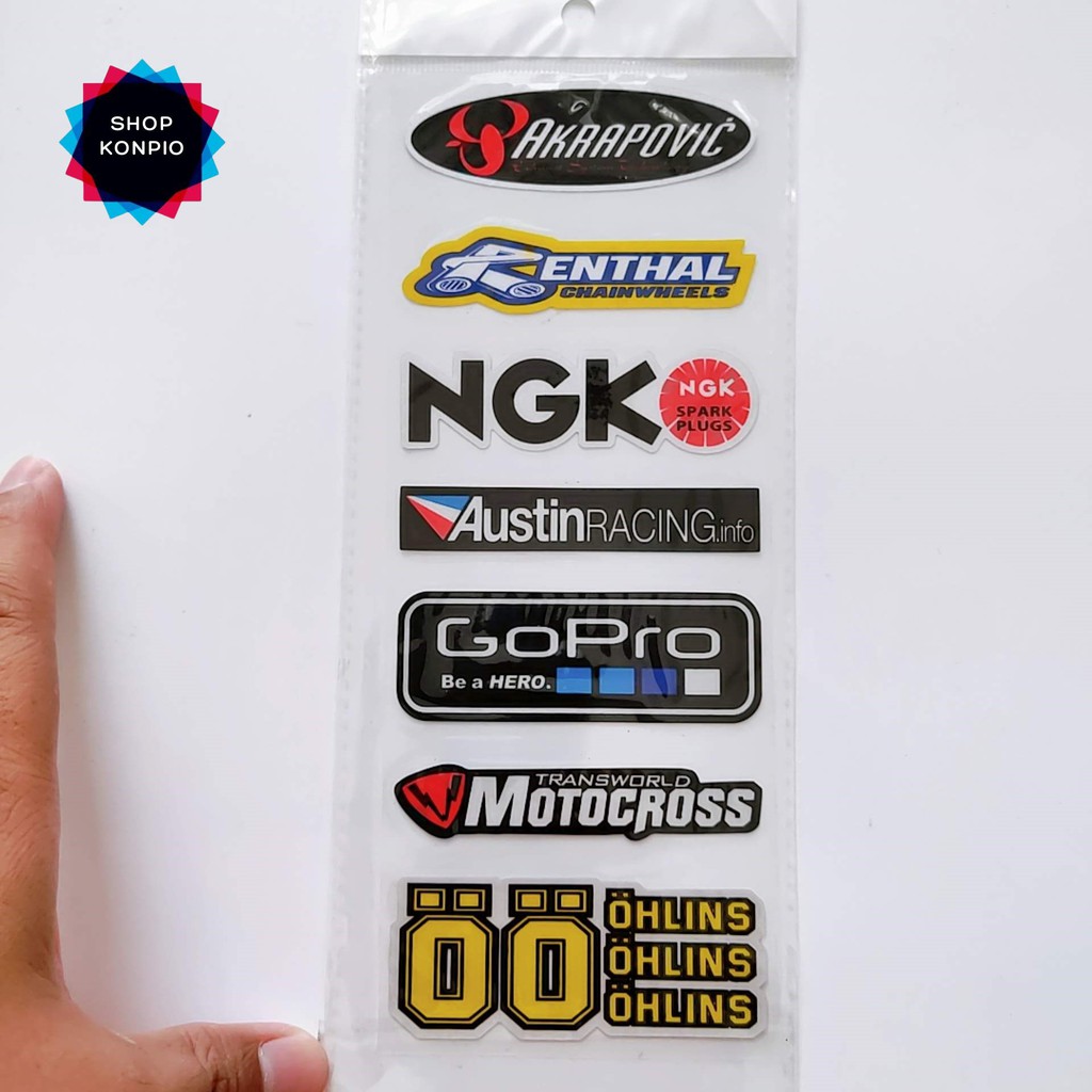 Bộ Tem Sticker Phản Quang Motocross Cao Cấp Dán Xe Máy, Ô Tô, Mũ Bảo Hiểm, Chống Thấm Nước, Chống Bay Màu