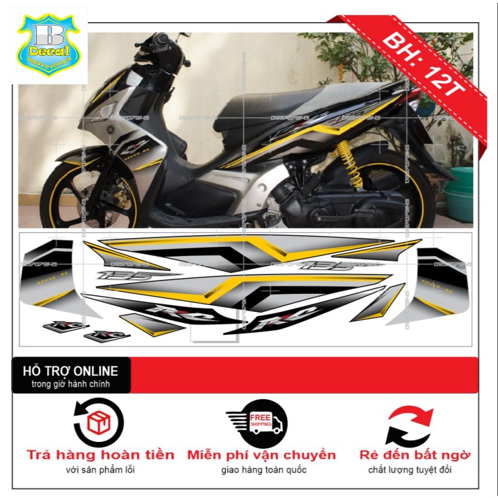 Ten rời xe NOUVO 4 LX RC 2009 XÁM ĐEN VÀNG